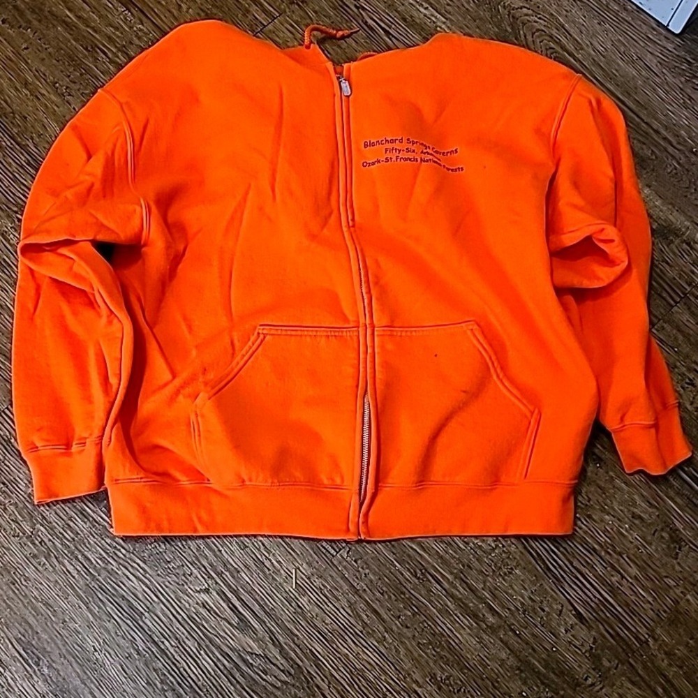 Gildan Blanchard Springs Caverns Arkansas Elk Graphic Zip Hoodie Orange XL